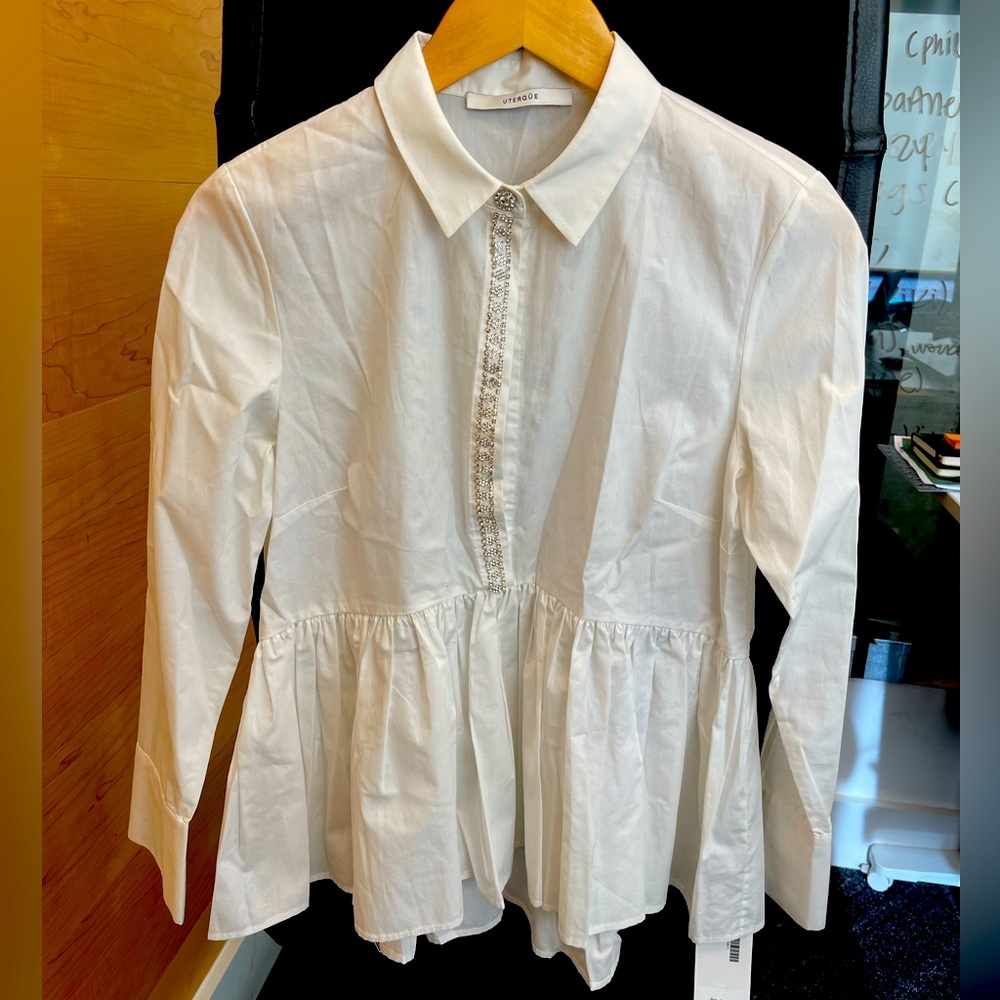 White Peplum Blouce with Sparkles